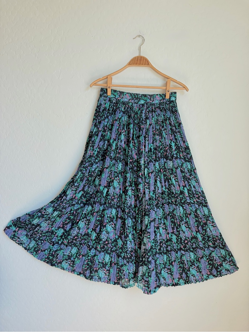 Amanda Smith Black Floral Circle Skirt with Teal & Lavender